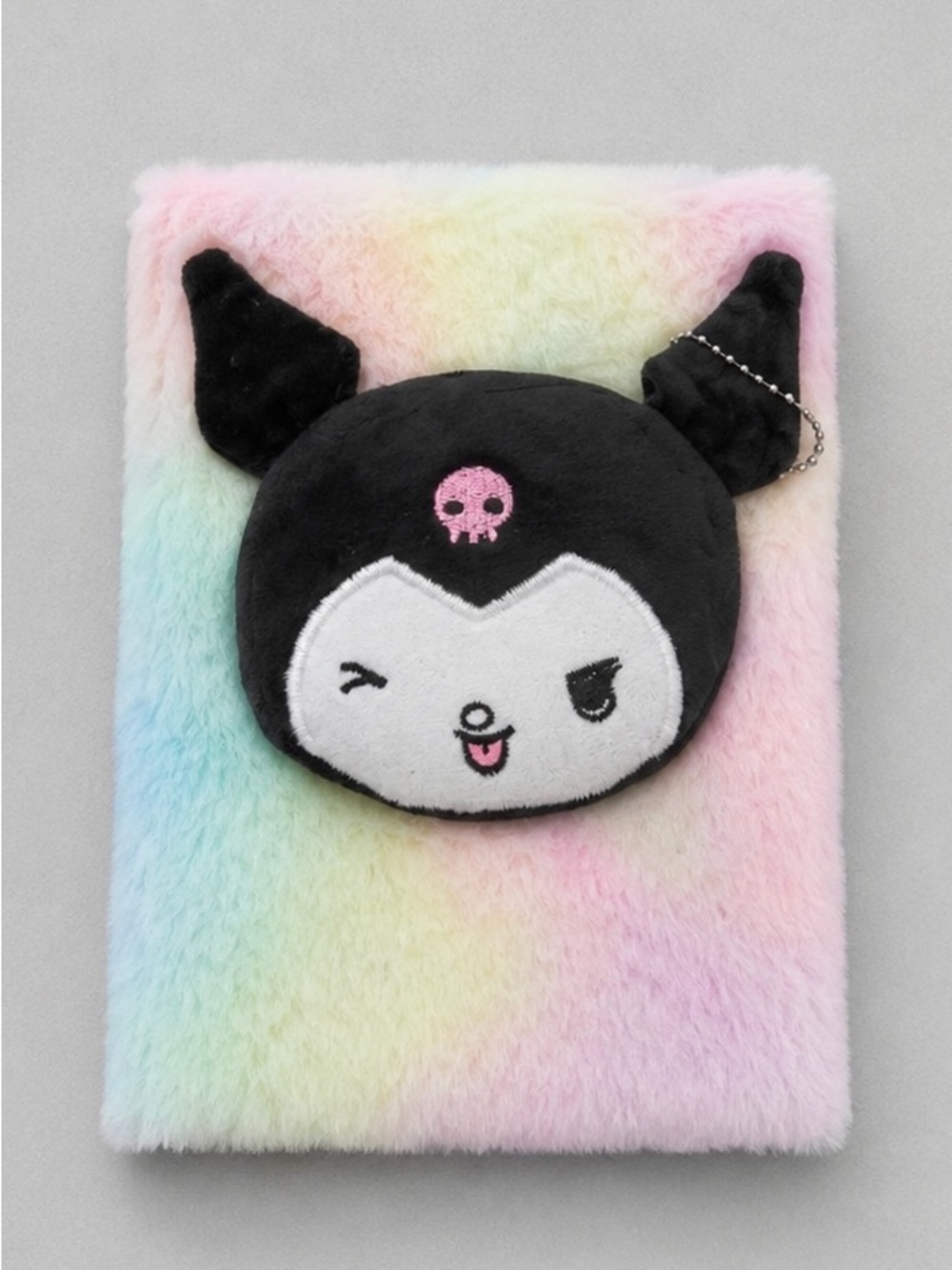Kuromi Plush Journal Notebook – Soft Rainbow Fuzzy Diary